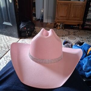 Pink Women's Rhinestone Band Cowboy Hat